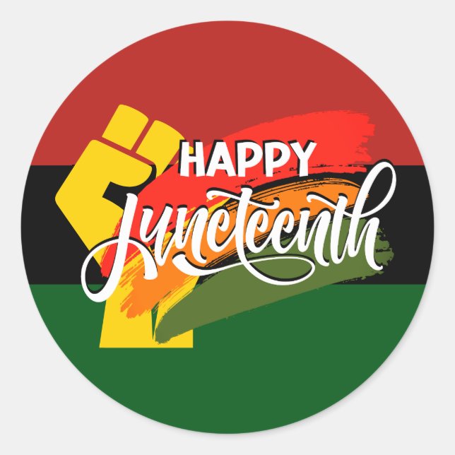 HAPPY JUNETEENTH Pan African Classic Round Sticker (Front)