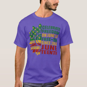Happy Juneteenth Sunflower African American Black T-Shirt