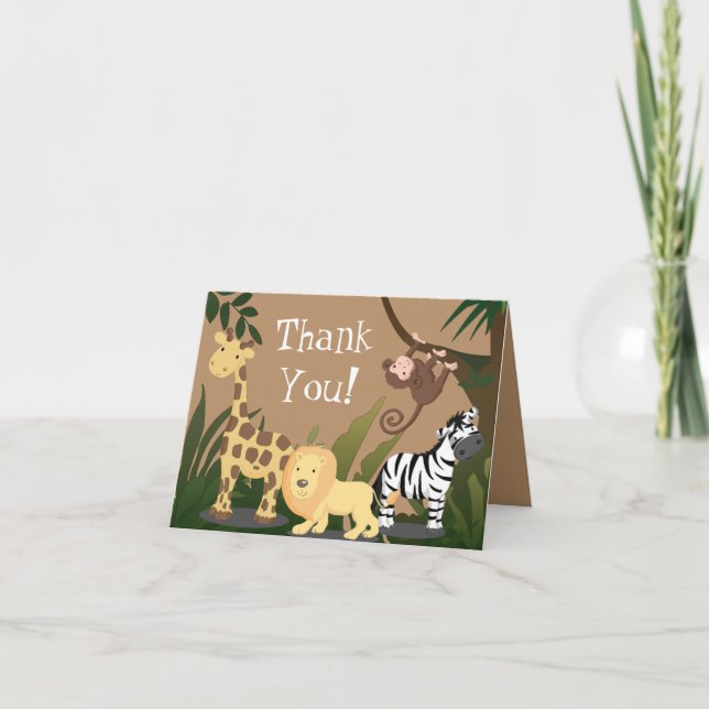 Happy Jungle Animals Thank You Card (Front)