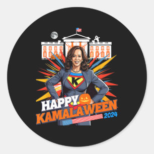 Happy Kamalaween Kamala Harris Halloween Cat Ladie Classic Round Sticker