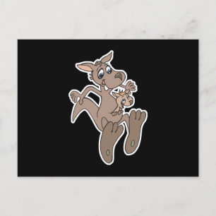 happy kangaroo and joey postcard