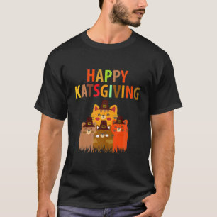 Happy-Katsgiving Thanksgiving-Cats Lovers-Pilgrim  T-Shirt
