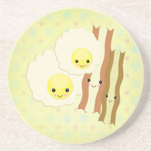 happy kawaii breakfast coaster