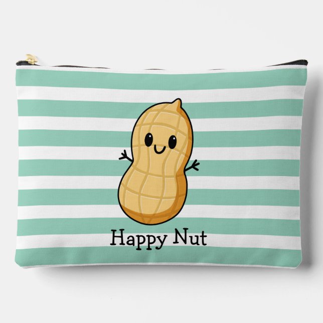 Happy Kawaii Peanut Cartoon – Cute Smiling Nut  Accessory Pouch (Front)