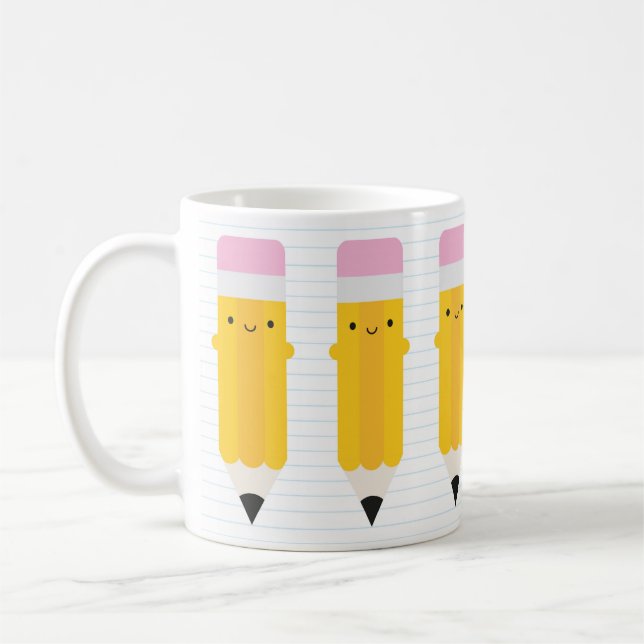 Happy Kawaii Pencils Coffee Mug (Left)