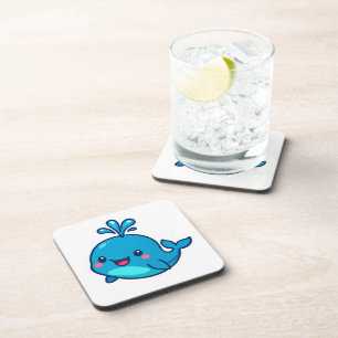 Happy Kawaii Whale Sticker – Cute Ocean Friend Coaster