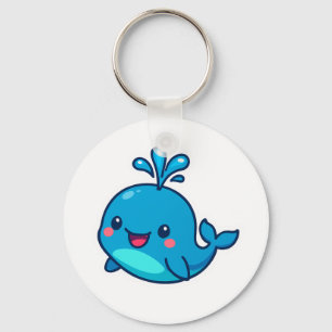 Happy Kawaii Whale Sticker – Cute Ocean Friend Keychain