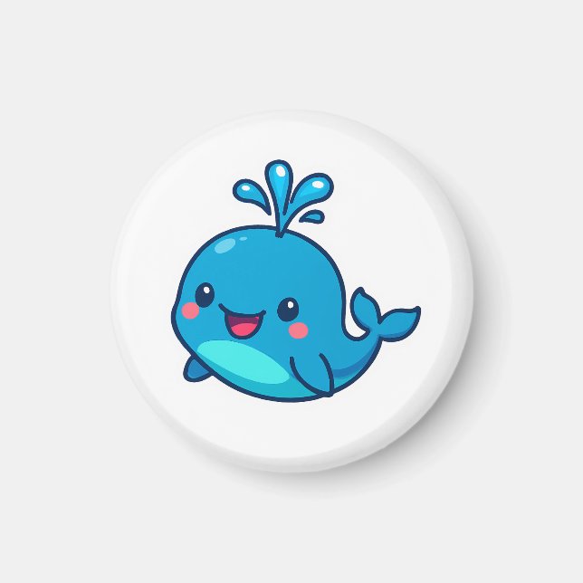 Happy Kawaii Whale Sticker – Cute Ocean Friend Magnet (Front)
