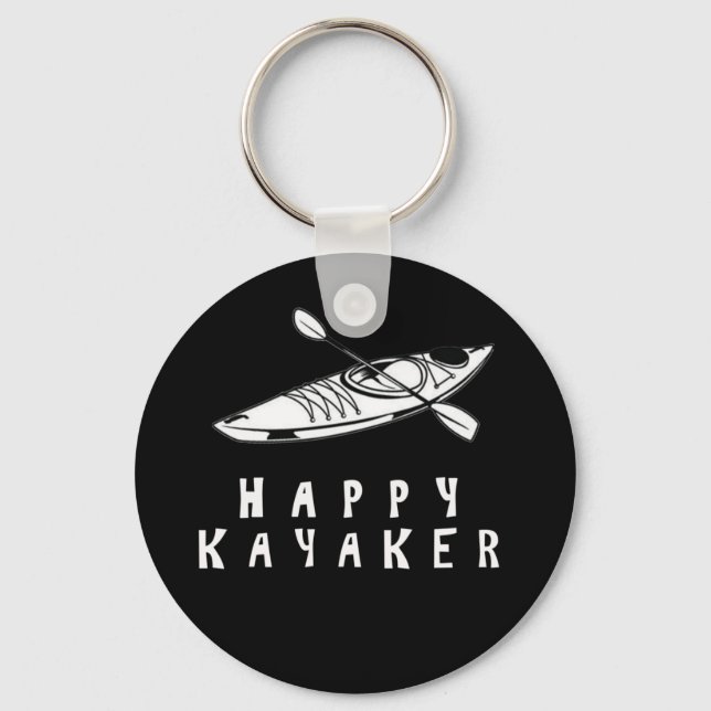 Happy Kayaker paddle kayak boat Keychain (Front)