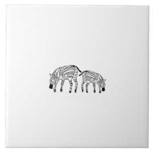 Happy Kenyan Zebras White Tile