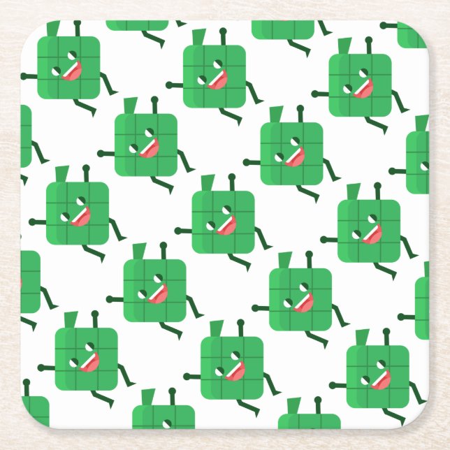 happy ketupat square paper coaster (Front)