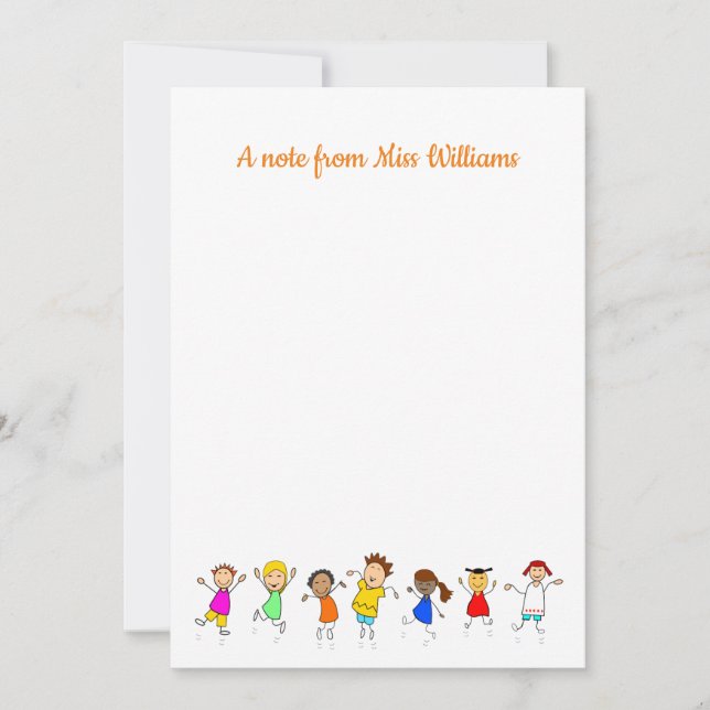 Happy Kids a Message From Teacher Personalized Card (Front)