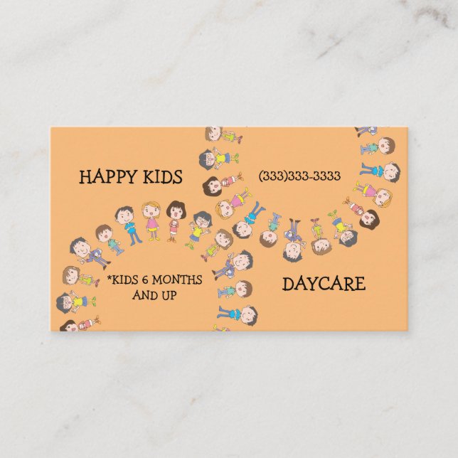 HAPPY KIDS Playing Cute Daycare Service Business Card (Front)