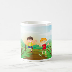 Happy Kids Playing Outdoors Coffee Mug