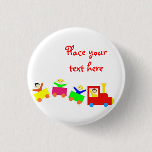 Happy Kids Train 1 Inch Round Button