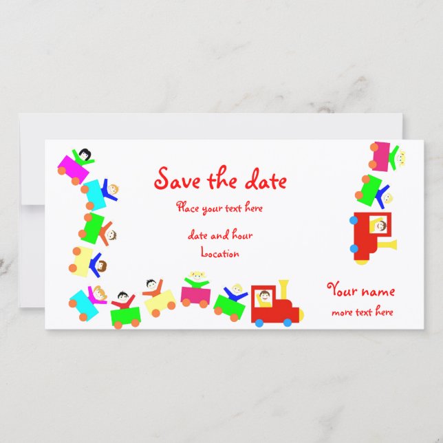 Happy Kids Train Save The Date (Front)