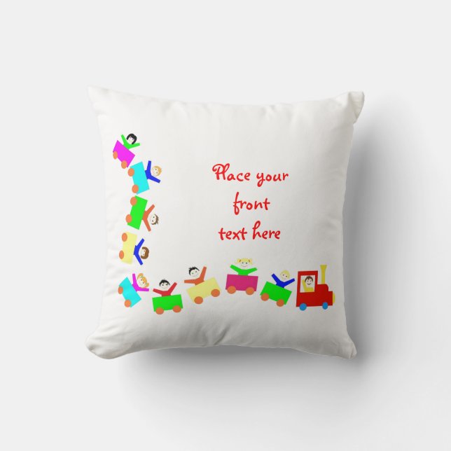 Happy Kids Train Throw Pillow (Front)