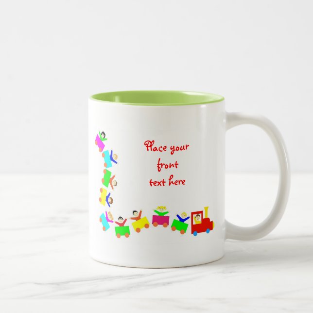 Happy Kids Train Two-Tone Coffee Mug (Right)