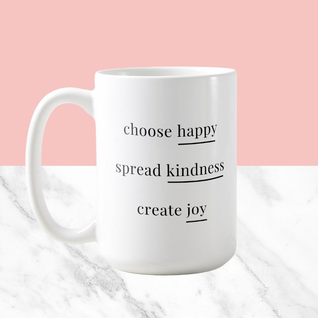 Happy, kindness, joy - daily affirmations simple coffee mug (Creator Uploaded)