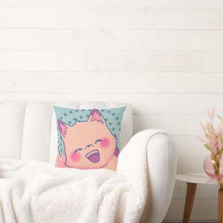 Happy Kitsune Throw Pillow
