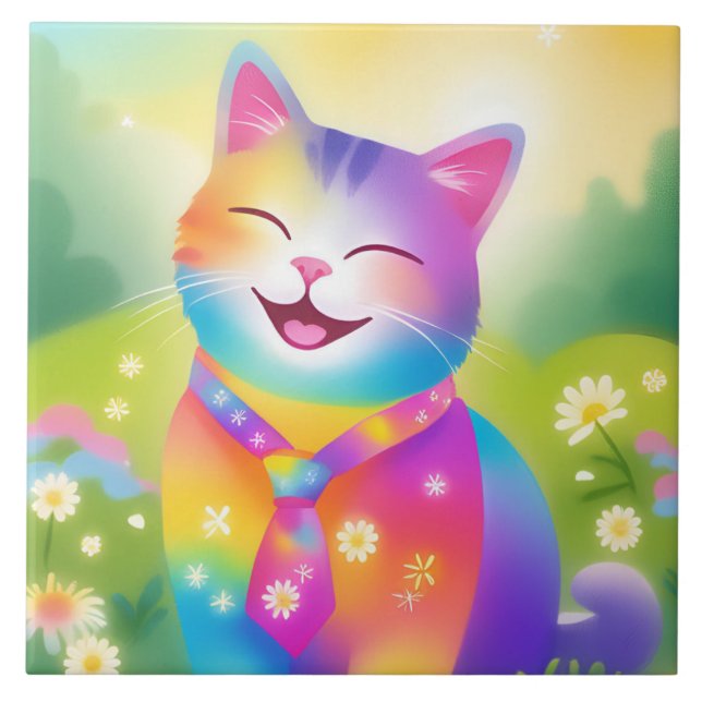 Happy Kitten Decorative Tile (Front)