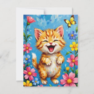 Happy Kitty Garden Postcard