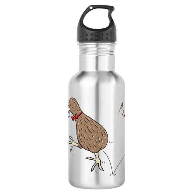 Happy kiwi with bow tie cartoon personalized 532 ml water bottle (Front)