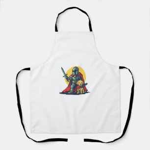 Happy Knight with dog for funny adults and kids Apron