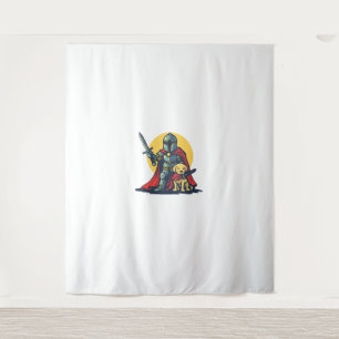 Happy Knight with dog for funny adults and kids  Tapestry