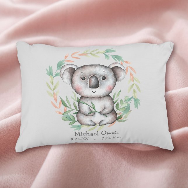 Happy Koala Bear Leaf Wreath Accent Pillow (Creator Uploaded)
