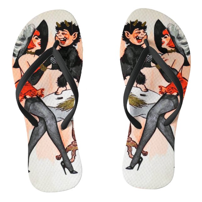 Happy Krampus with Temptress Vintage Christmas Flip Flops (Footbed)