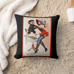 Happy Krampus with Temptress Vintage Christmas Throw Pillow