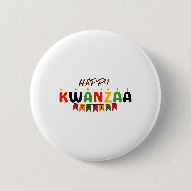 Happy Kwanzaa - 7 Principles Of Kwanzaa Tees  2 Inch Round Button (Front)