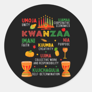 Happy Kwanzaa 7 Principles Of Kwanzaa Women Men Ch Classic Round Sticker