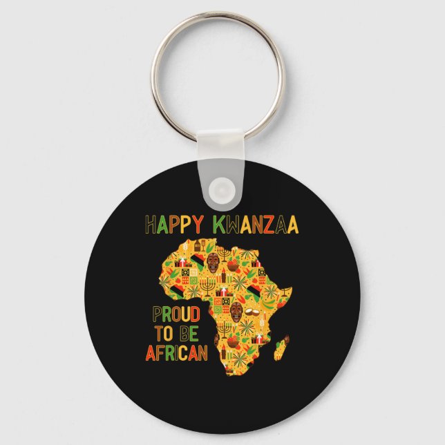 Happy Kwanzaa Africa Map 7 Principles Celebration  Keychain (Front)