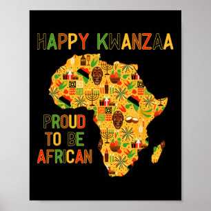 Happy Kwanzaa Africa Map 7 Principles Celebration Poster