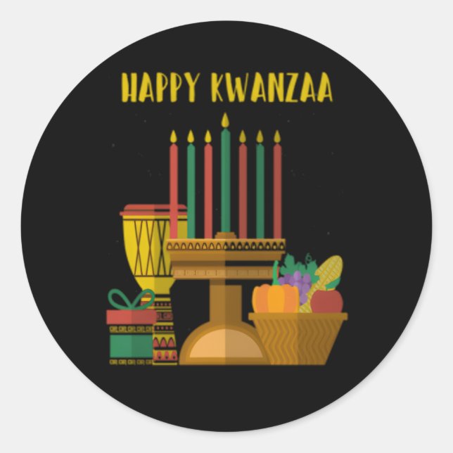 Happy Kwanzaa Africa Map Unity Flag Classic Round Sticker (Front)