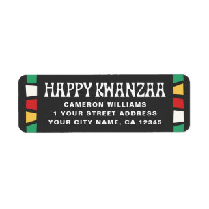 Happy Kwanzaa African mosaic return address