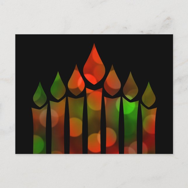 Happy Kwanzaa Bokeh Kinara Postcard (Front)