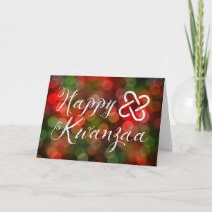 Happy Kwanzaa Bokeh Umoja Lights Holiday Card