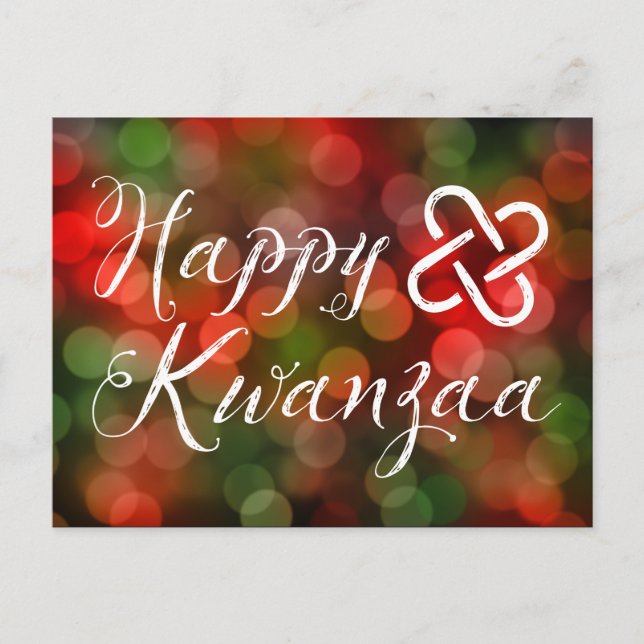 Happy Kwanzaa Bokeh Umoja Lights Postcard (Front)