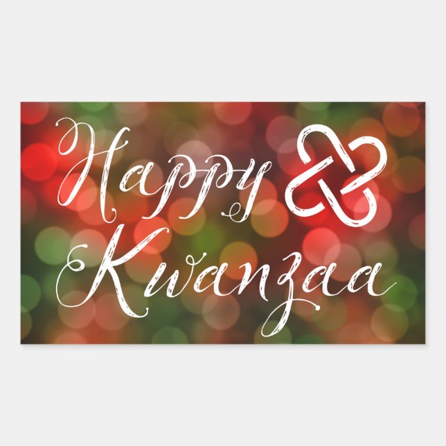 Happy Kwanzaa Bokeh Umoja Lights Sticker (Front)