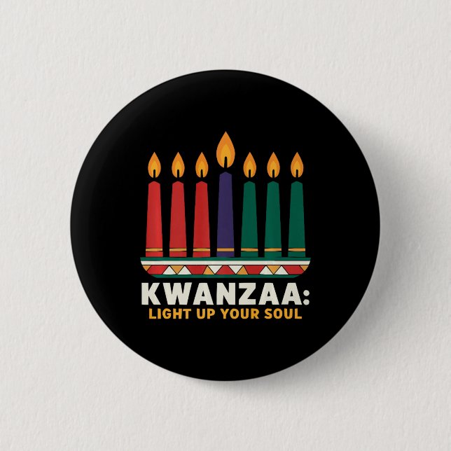 Happy Kwanzaa Candles Africa Holiday African Ameri 2 Inch Round Button (Front)
