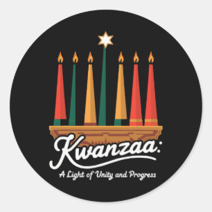 Happy Kwanzaa Candles Africa Holiday African Ameri Classic Round Sticker