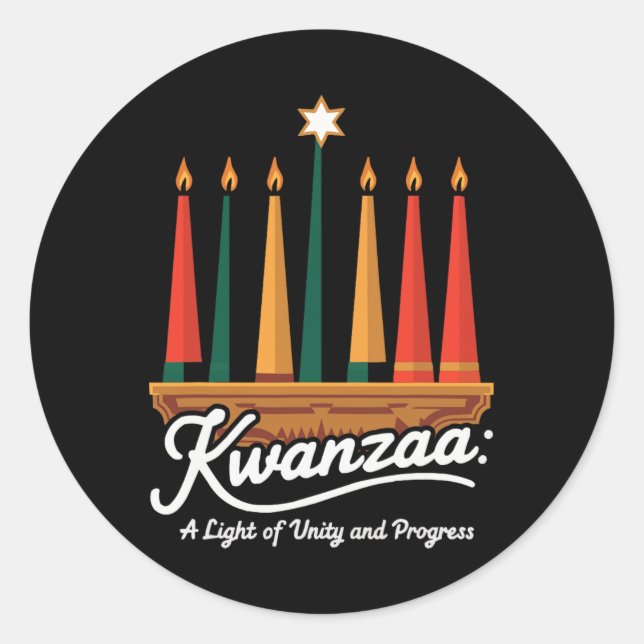 Happy Kwanzaa Candles Africa Holiday African Ameri Classic Round Sticker (Front)