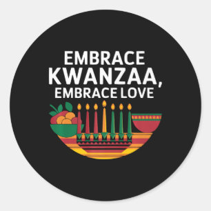 Happy Kwanzaa Candles Africa Holiday African Ameri Classic Round Sticker