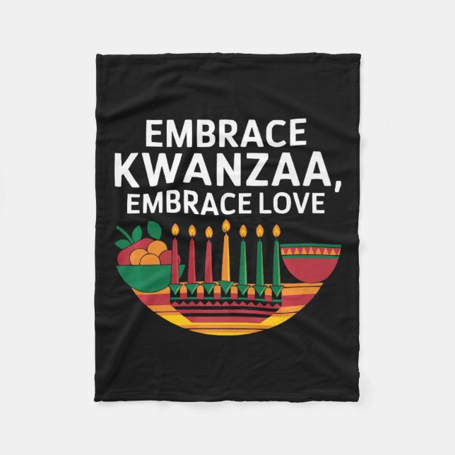Happy Kwanzaa Candles Africa Holiday African Ameri Fleece Blanket (Front)