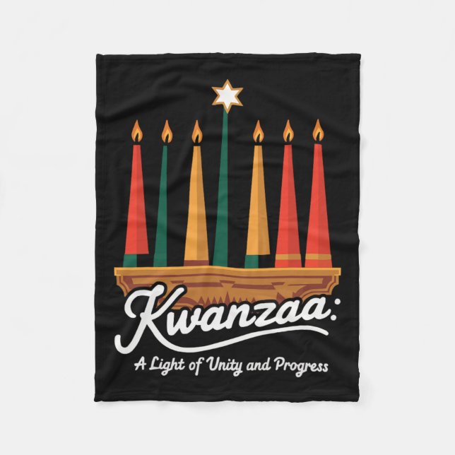 Happy Kwanzaa Candles Africa Holiday African Ameri Fleece Blanket (Front)