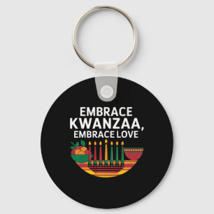 Happy Kwanzaa Candles Africa Holiday African Ameri Keychain