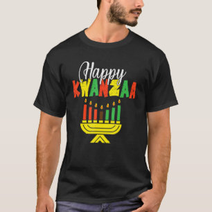 Happy Kwanzaa Candles African Black Culture Afro w T-Shirt